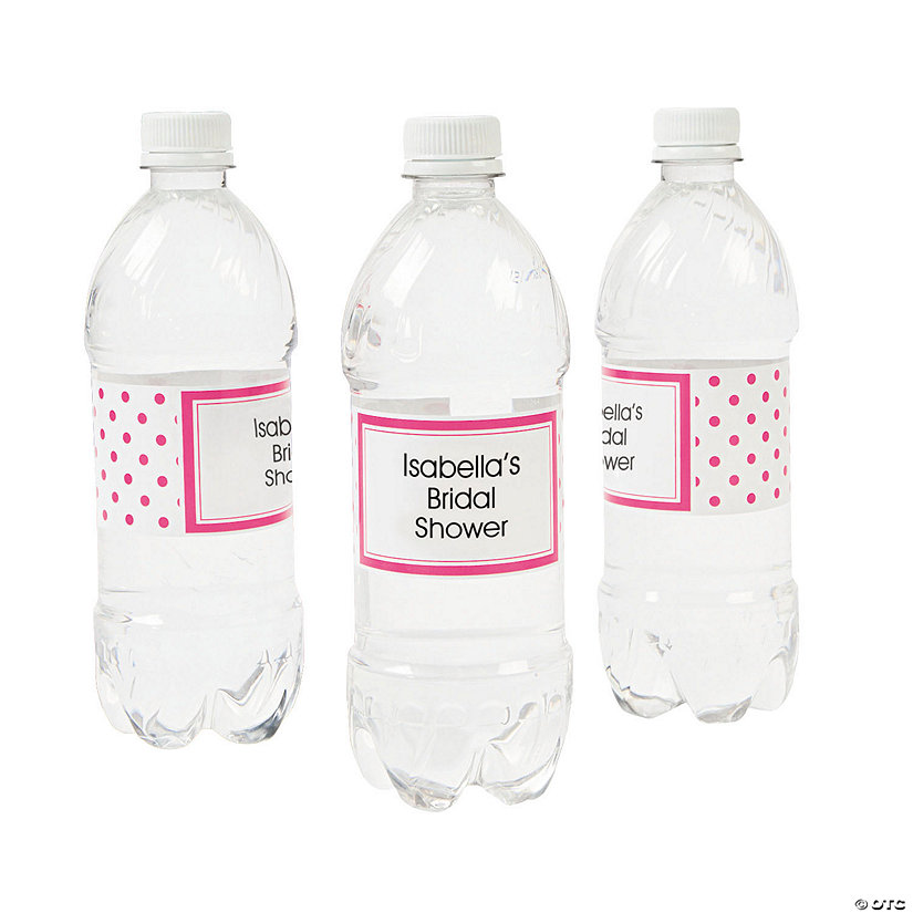 Bulk 50 Pc. Personalized Polka Dot Water Bottle Labels Image Thumbnail