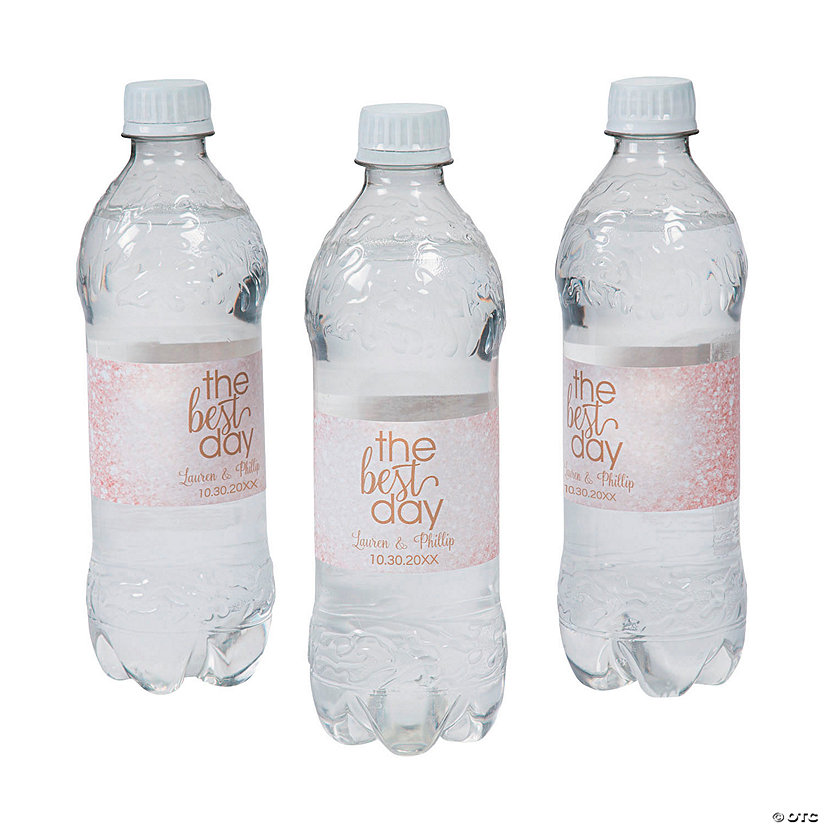 Bulk 50 Pc. Personalized Rose Gold Best Day Ever Water Bottle Labels Image Thumbnail