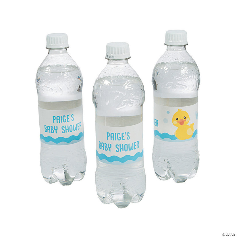 Bulk 50 Pc. Personalized Rubber Ducky Baby Shower Water Bottle Labels Image Thumbnail