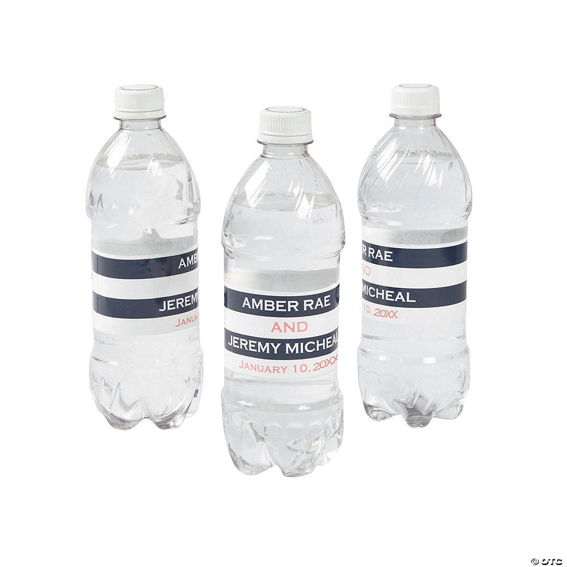 Bulk 50 Pc. Personalized Simple Stripe Water Bottle Labels Image Thumbnail