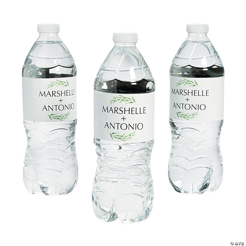 Bulk 50 Pc. Personalized Spring Greenery Water Bottle Labels Image Thumbnail