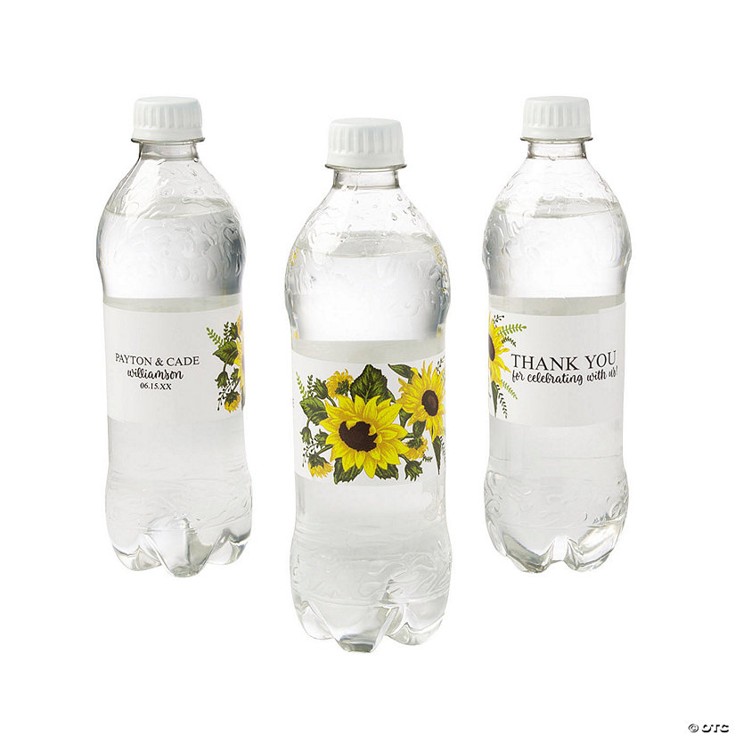 Bulk 50 Pc. Personalized Sunflower Water Bottle Labels Image Thumbnail