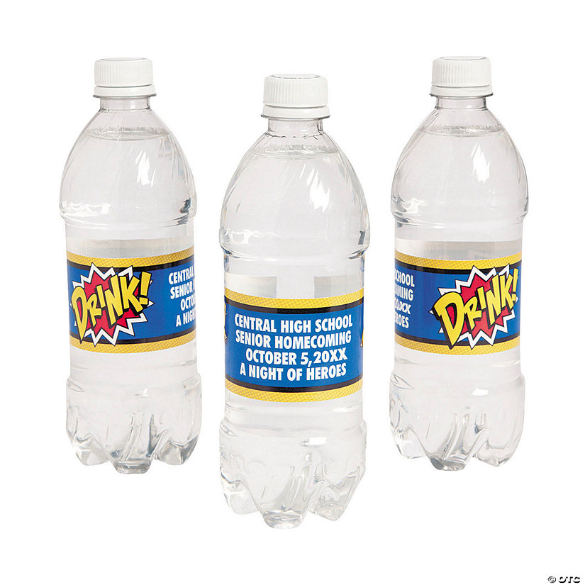 Bulk 50 Pc. Personalized Superhero Water Bottle Labels Image