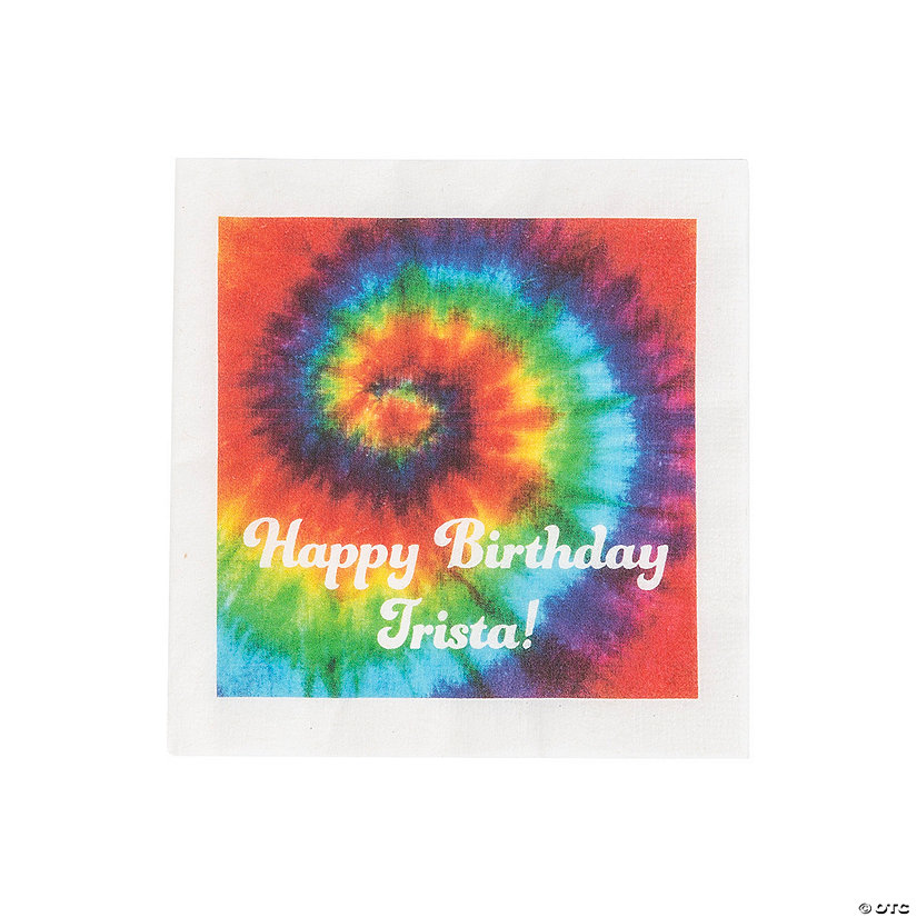 Bulk 50 Pc. Personalized Tie Dye Beverage Napkins Image