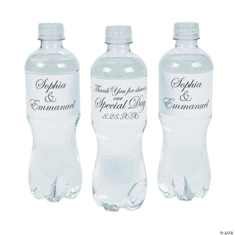 Bulk 50 Pc. Personalized Traditional Script Wedding Water Bottle Labels Image