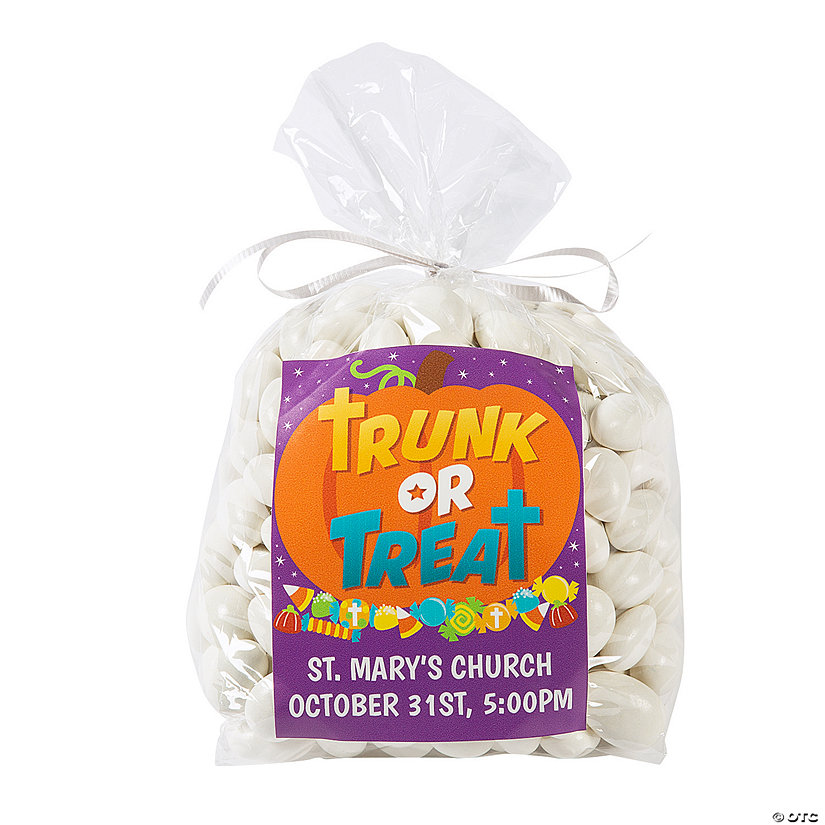 Bulk 50 Pc. Personalized Trunk-or-Treat Cellophane Gift Bag Kit Image Thumbnail