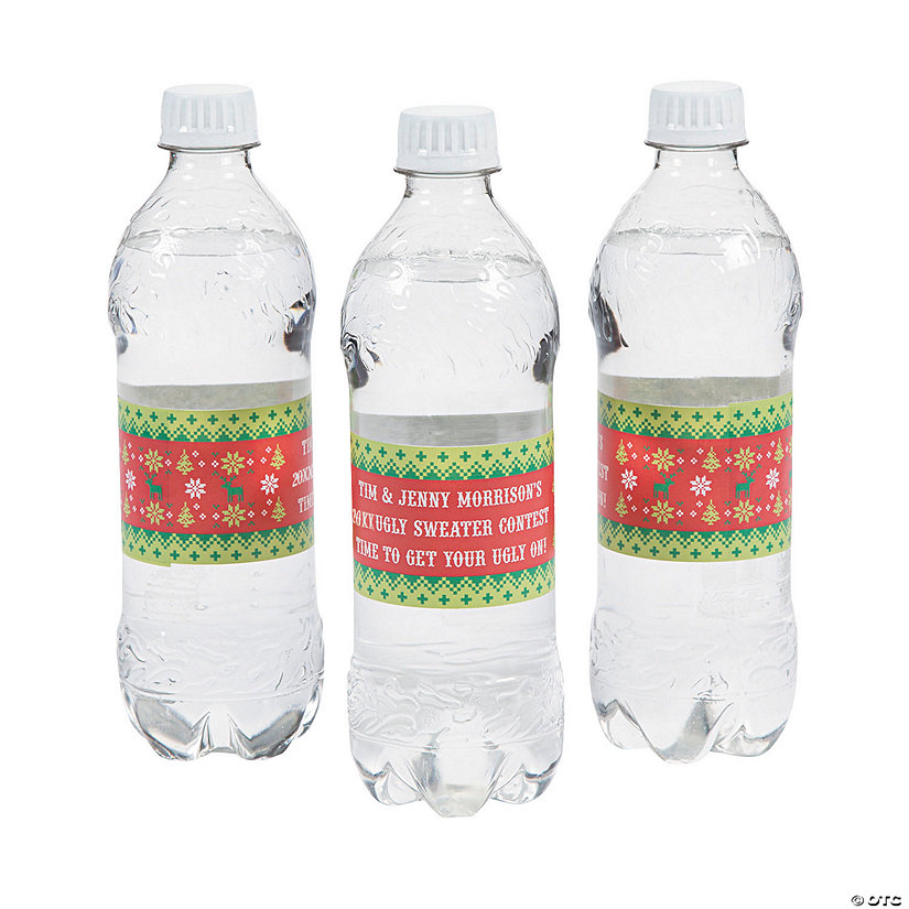 Bulk 50 Pc. Personalized Ugly Sweater Water Bottle Labels Image