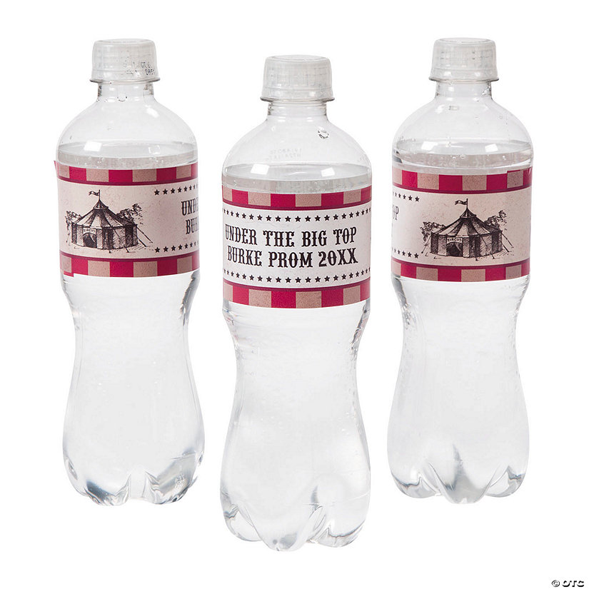 Bulk 50 Pc. Personalized Vintage Circus Water Bottle Labels Image Thumbnail
