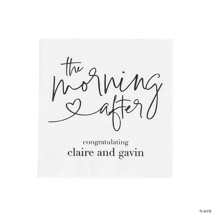 Bulk 50 Pc. Personalized Wedding Brunch Beverage Napkins Image