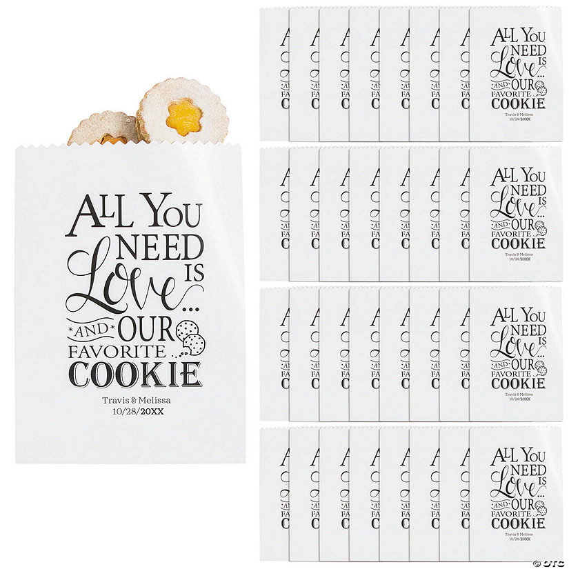 Bulk  50 Pc. Personalized Wedding Cookie Paper Treat Bags Image Thumbnail