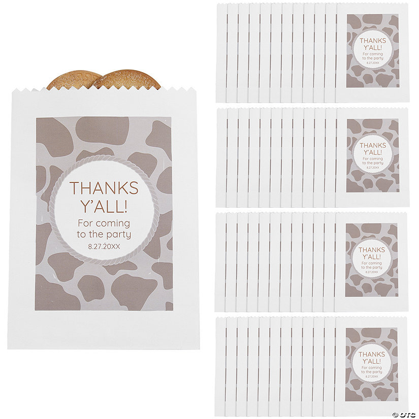 Bulk 50 Pc. Personalized Western Party Paper Treat Bags Image Thumbnail