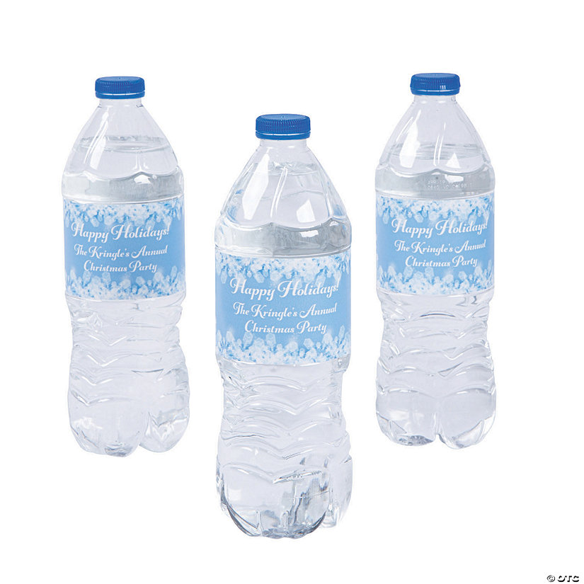 Bulk 50 Pc. Personalized Winter Snowflake Water Bottle Labels Image Thumbnail
