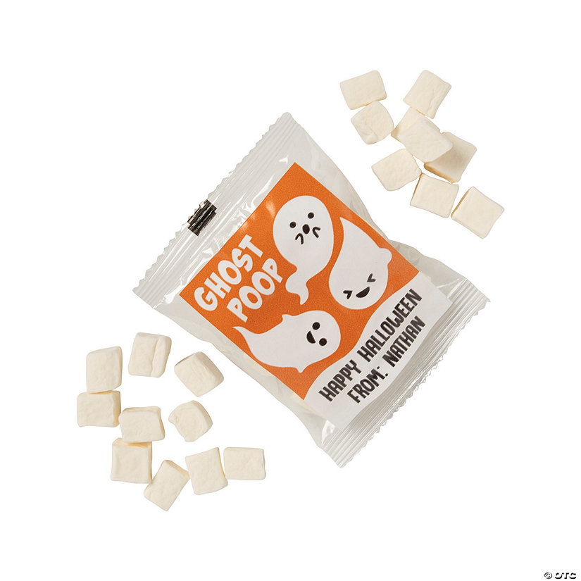 Bulk 57 Pc. Personalized Mini Marshmallow Ghost Poop Fun Packs Image