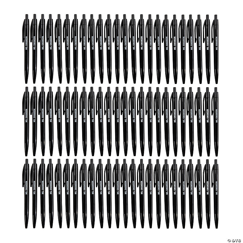Bulk 72 Pc. Personalized Black Retractable Pens Image Thumbnail