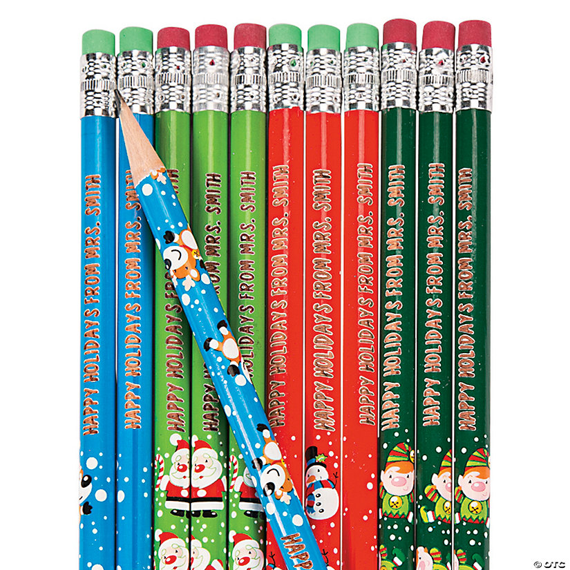 Bulk 72 Pc. Personalized Christmas Pencils Image Thumbnail