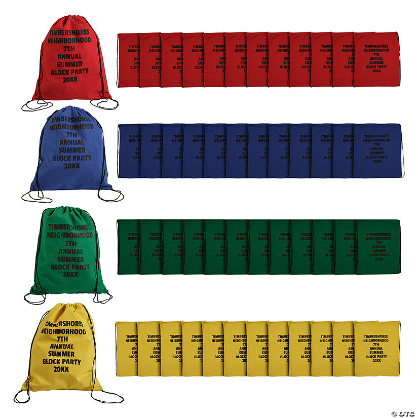 Bulk 72 Pc. Personalized Large Canvas Drawstring Bags Image