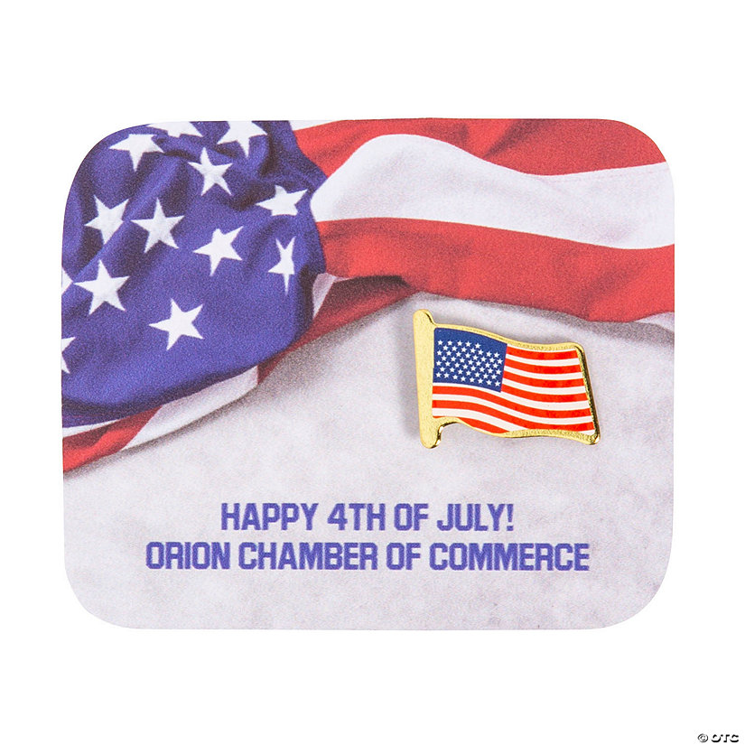 Bulk 72 Pc. Personalized USA Flag Pins with Card Oriental Trading