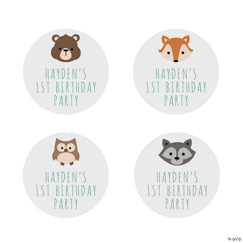 Bulk 80 Pc. Personalized Woodland Animal Favor Stickers Image Thumbnail
