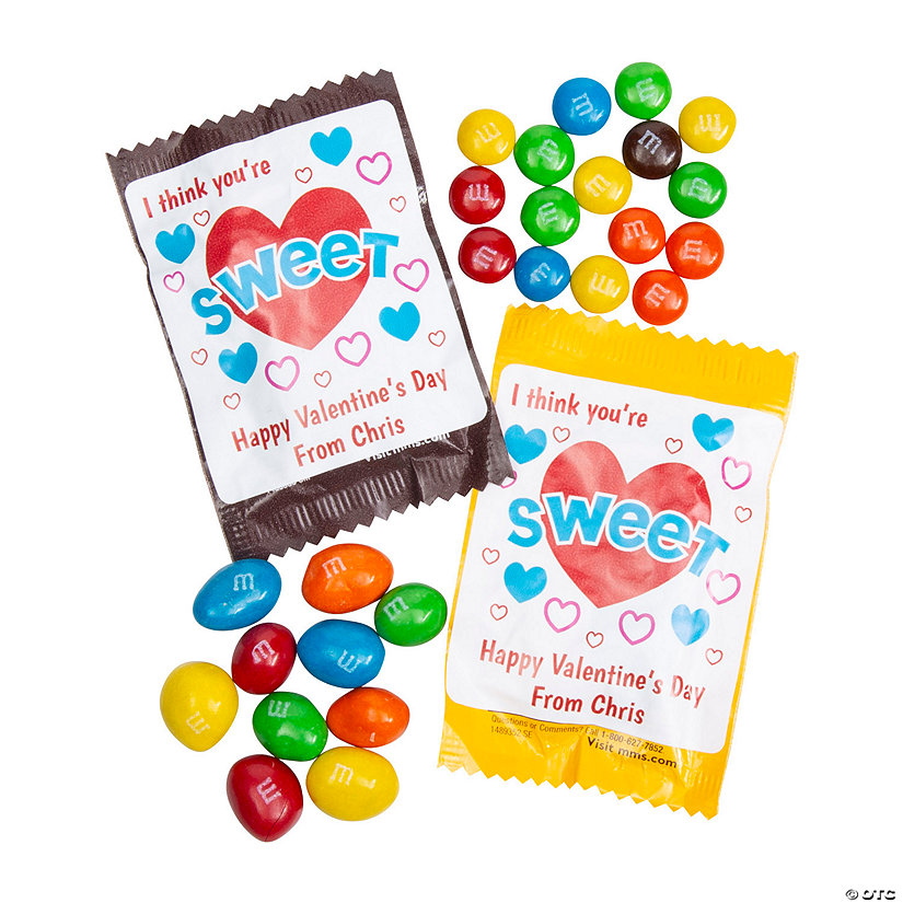 Bulk 96 Pc. Personalized Valentine M&M&#8217;s<sup>&#174;</sup> Milk Chocolate & Peanut Fun Size Assortment Image Thumbnail
