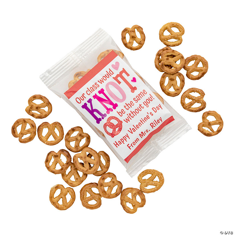 Bulk Personalized Classroom Valetine's Day Pretzel Pack for 48 Image