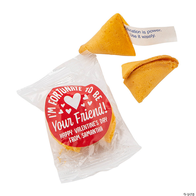 Bulk Personalized Fortune Cookie Valentine Exchanges for 50 Oriental
