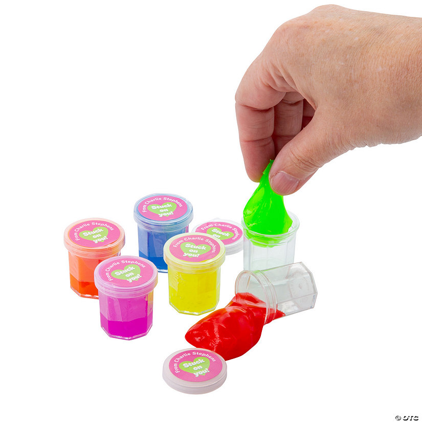 Bulk Personalized Mini Rainbow Slime Valentine Exchanges for 48 Image
