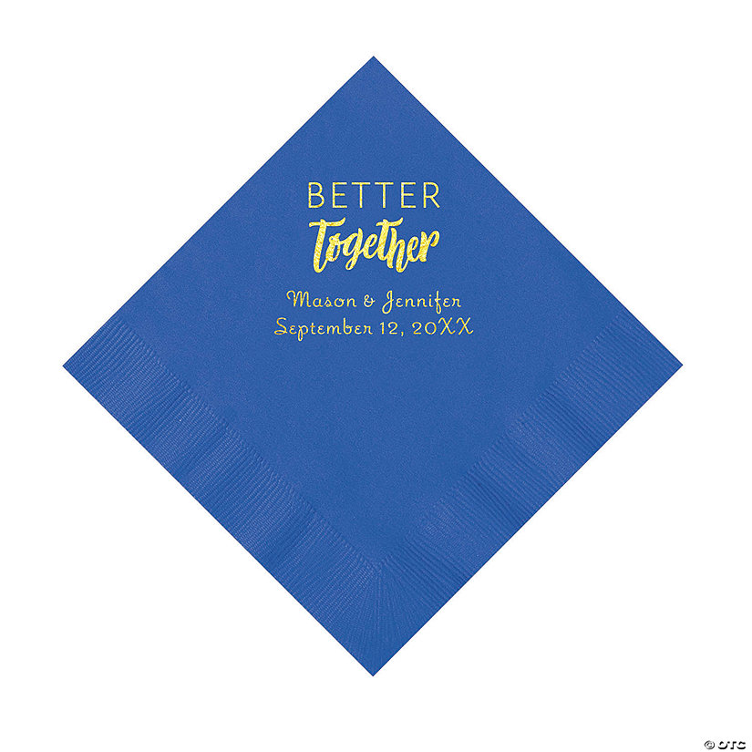 Cobalt Blue Better Together Personalized Napkins with Gold Foil - Luncheon Image Thumbnail