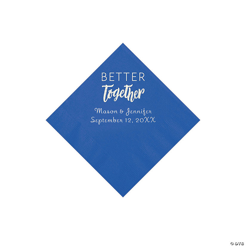 Cobalt Blue Better Together Personalized Napkins with Silver Foil - Beverage Image Thumbnail