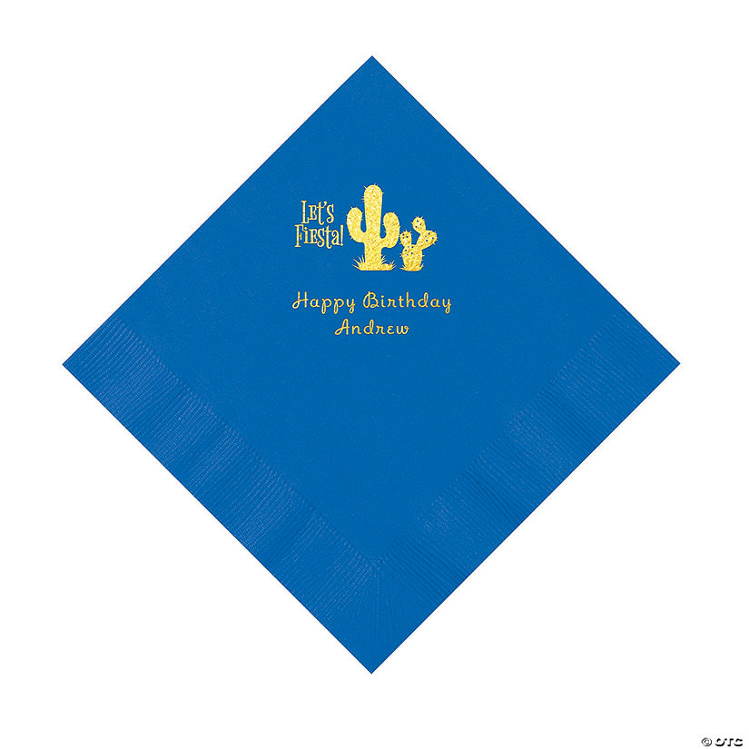 Cobalt Blue Fiesta Personalized Napkins with Gold Foil - 50 Pc. Luncheon Image