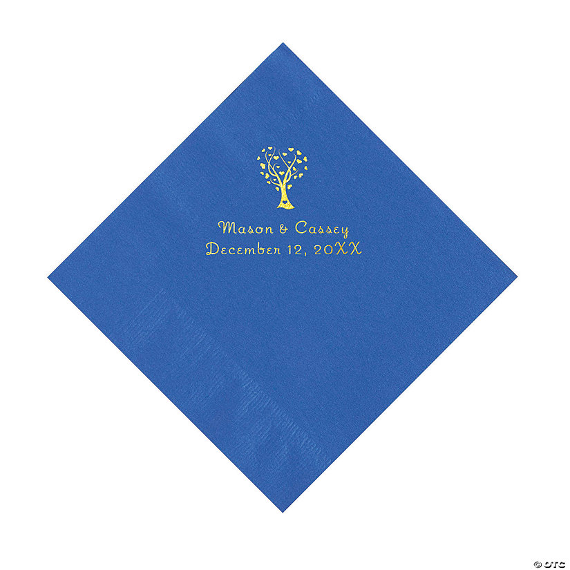 Cobalt Blue Love Tree Personalized Napkins with Gold Foil - 50 Pc. Luncheon Image Thumbnail
