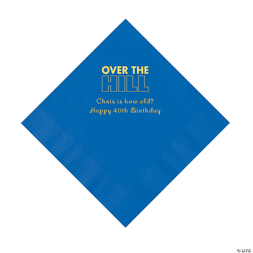 Cobalt Blue Over the Hill Personalized Napkins with Gold Foil - 50 Pc. Luncheon Image Thumbnail
