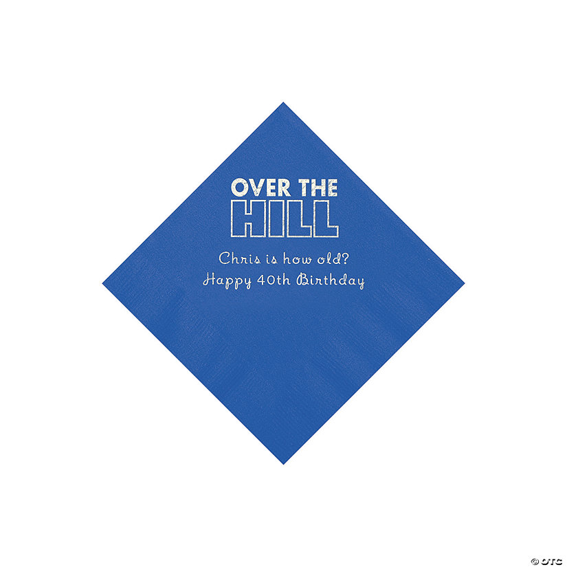 Cobalt Blue Over the Hill Personalized Napkins with Silver Foil - 50 Pc. Beverage Image Thumbnail