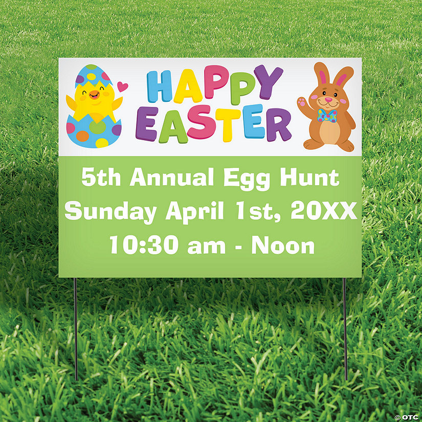 Colorful Personalized Easter Double-Sided Yard Sign - 1 Pc. Image