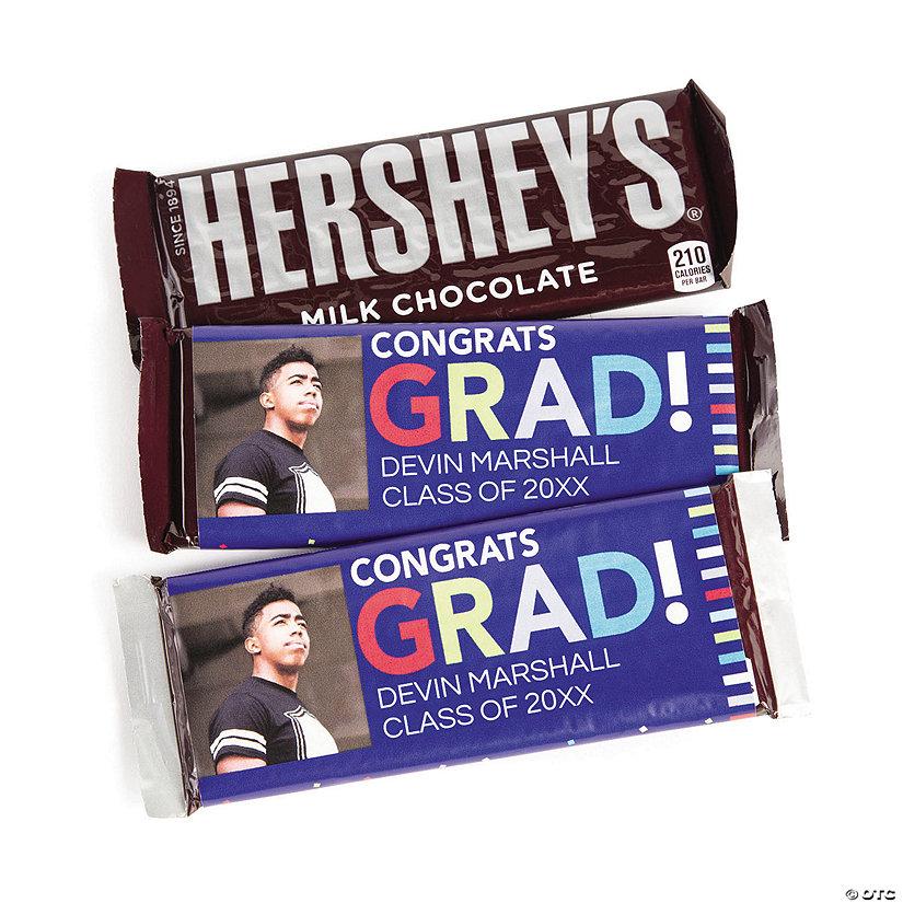 Custom Photo Graduation Bright Congrats Grad Candy Bar Labels - 12 Pc. Image