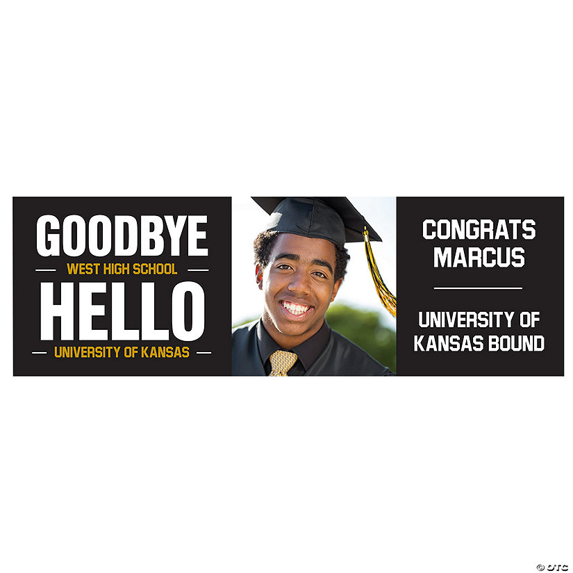 Custom Photo Graduation Goodbye Hello Banner - Large Image