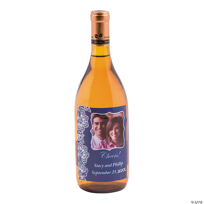 Custom Photo Lace Pattern Wine Bottle Labels - 12 Pc. Image