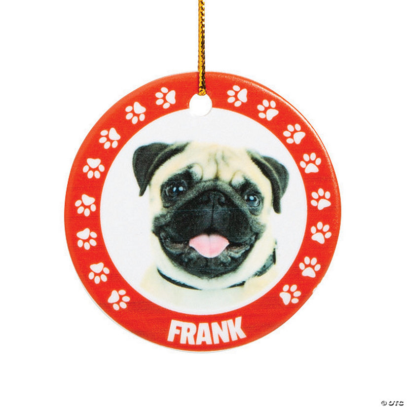 Custom Photo Pet with Paw Prints Ceramic Christmas Ornament Image