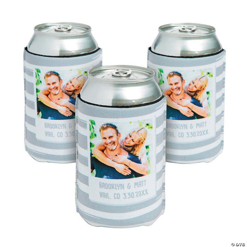 Custom Photo Premium Neoprene Striped Can Coolers - 12 Pc. Image Thumbnail