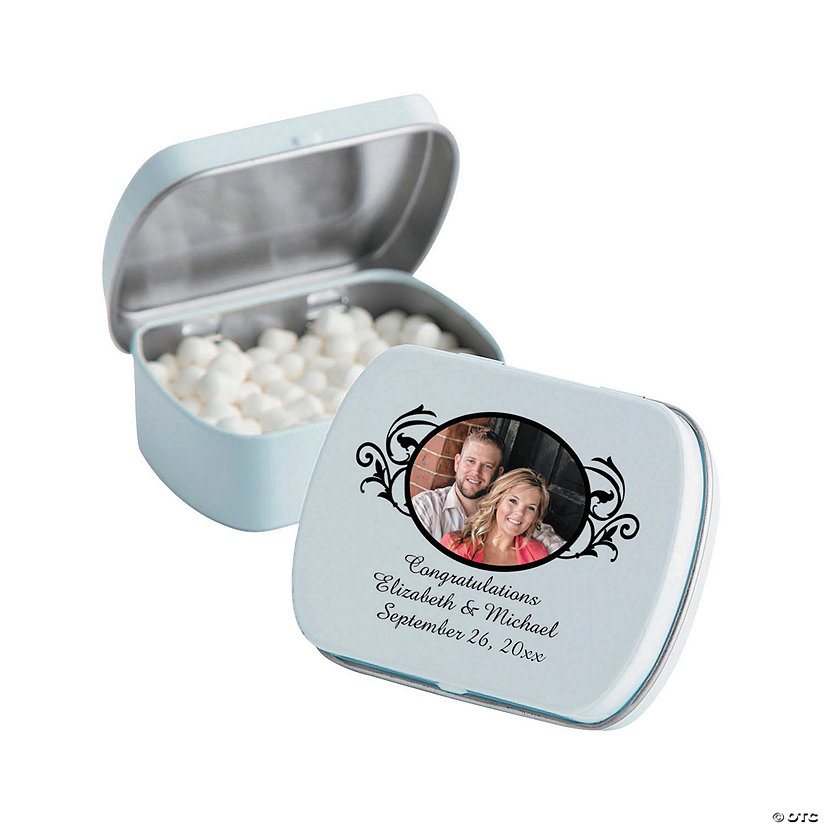 Custom Photo Scrollwork Wedding Mint Tins - 24 Pc. Image