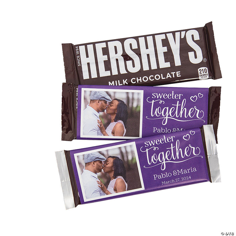 Custom Photo Sweeter Together Candy Bar Sticker Labels - 12 Pc. Image