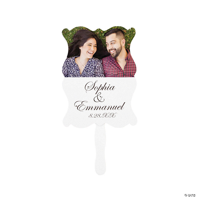 Custom Photo Traditional Script Hand Fans - 12 Pc. Image
