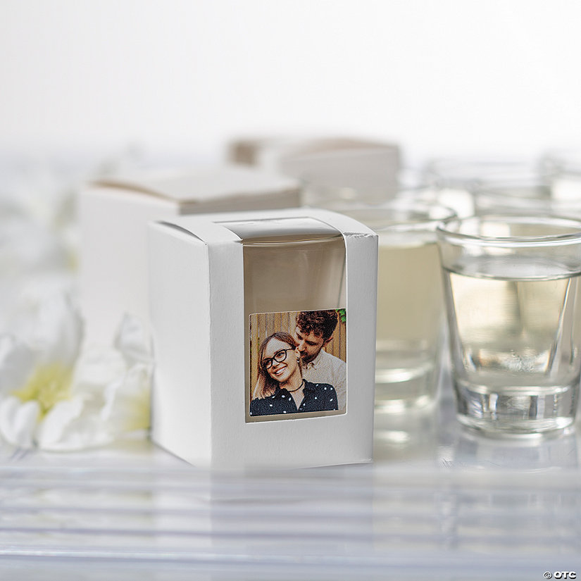 Custom Photo Wedding Favor Boxes with Shot Glass Kit for 12 Image