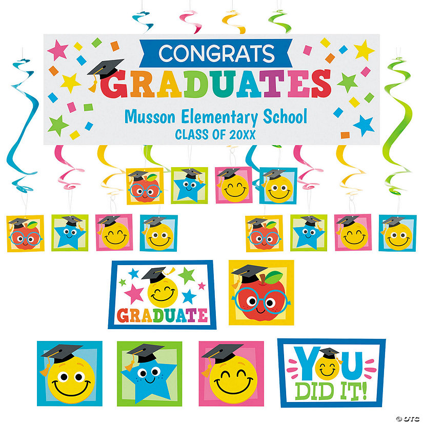 Elementary Graduation Decorating Kit with Personalized Large Banner Image