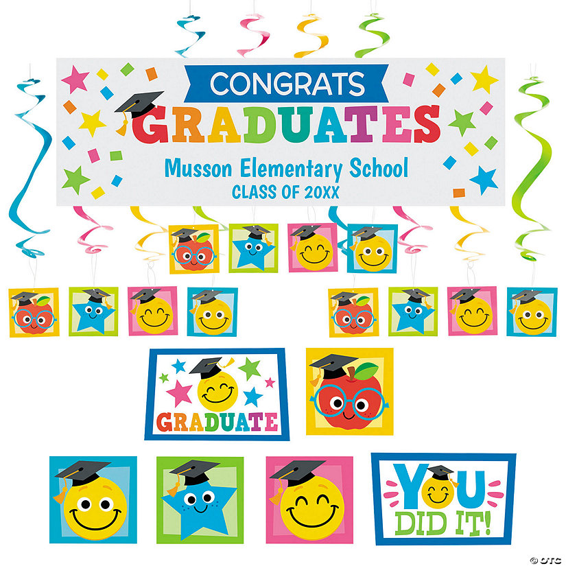 Elementary Graduation Decorating Kit with Personalized Medium Banner Image