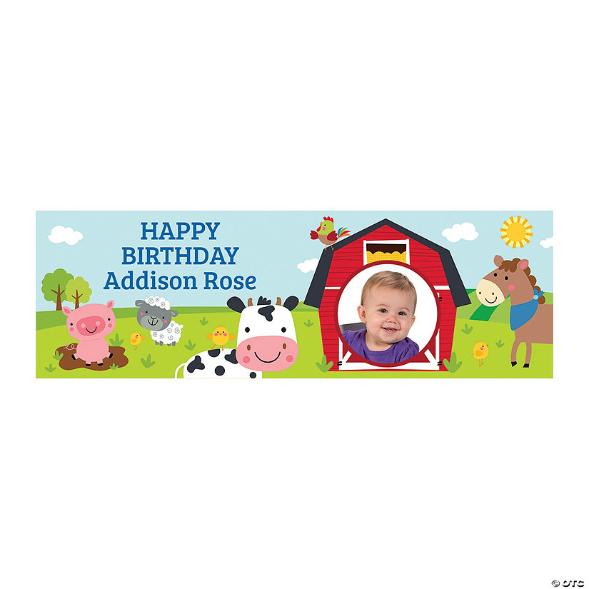 Farm Friends Party Photo Custom Banner - Small Image