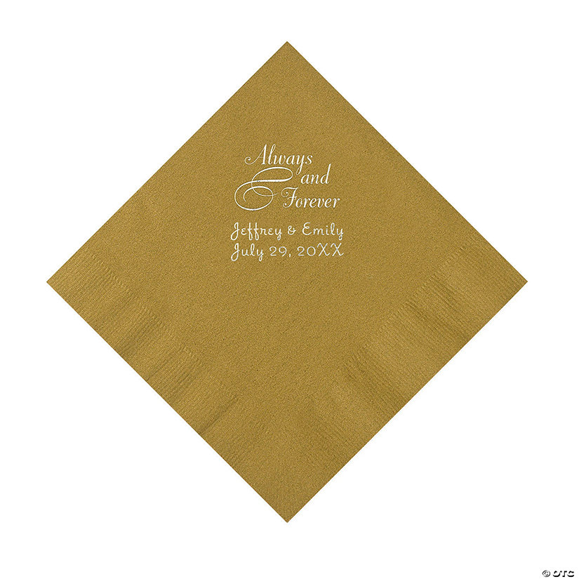 Gold Always & Forever Personalized Napkins with Silver Foil - Luncheon Image Thumbnail