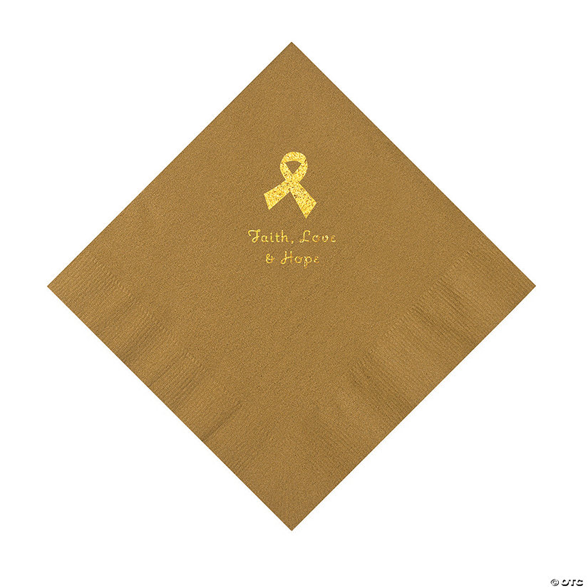 Gold Awareness Ribbon Personalized Napkins with Gold Foil &#8211; 50 Pc. Luncheon Image Thumbnail