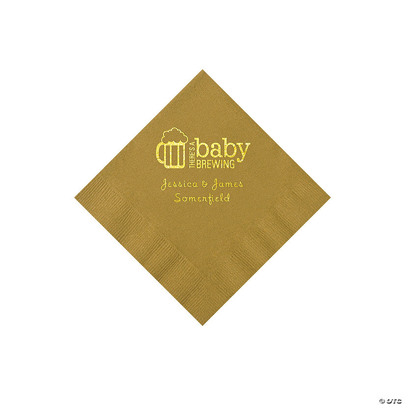 Gold Baby Brewing Personalized Napkins with Gold Foil &#8211; 50 Pc. Beverage Image Thumbnail