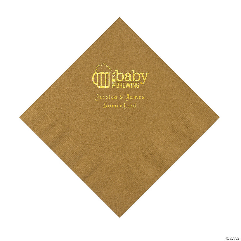 Gold Baby Brewing Personalized Napkins with Gold Foil &#8211; 50 Pc. Luncheon Image