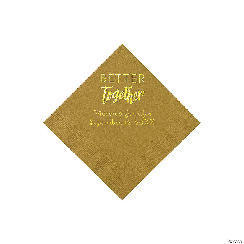 Gold Better Together Personalized Napkins with Gold Foil - Beverage Image Thumbnail